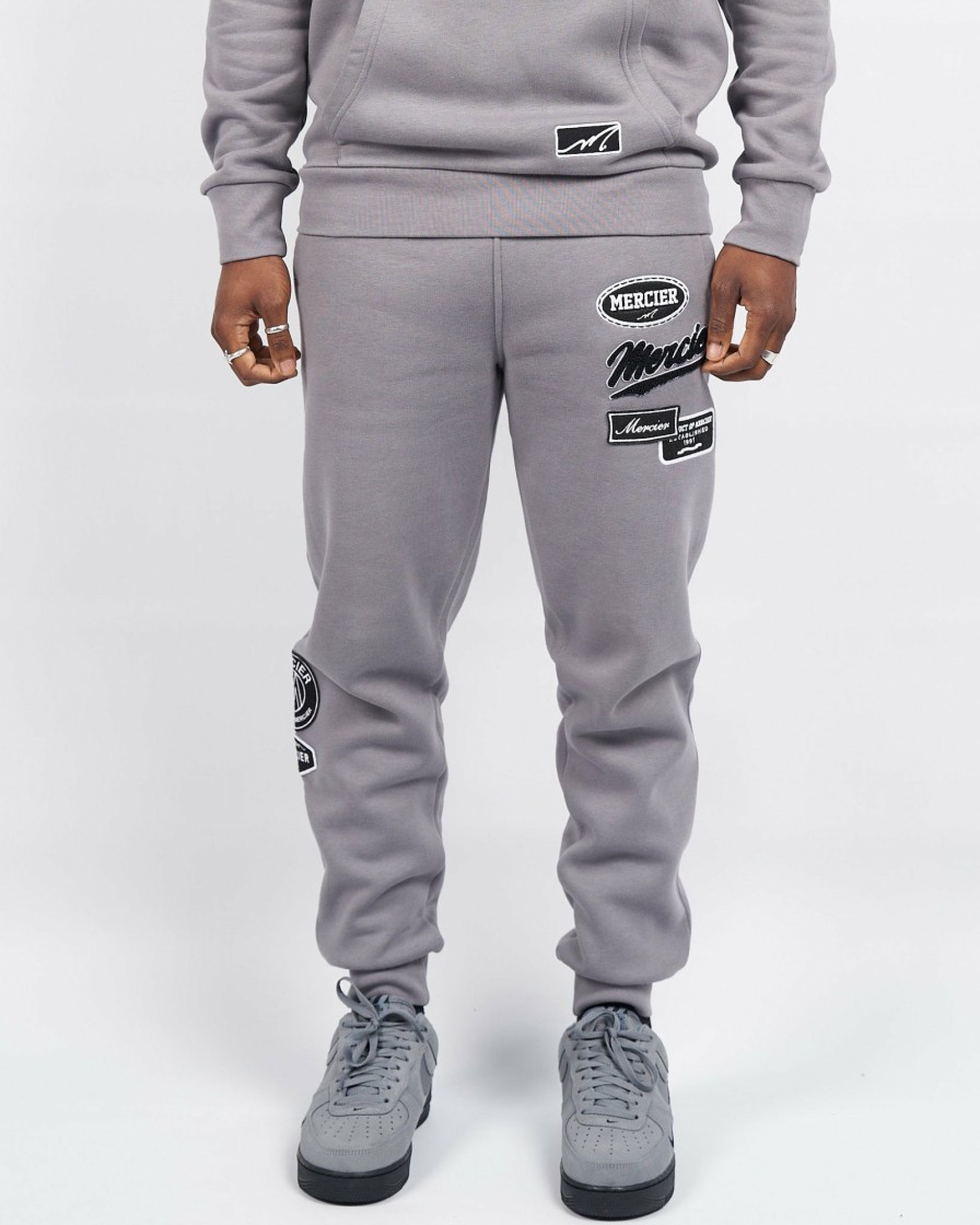 Menswear Mercier | Steel Grey Teams Badge Bottoms