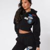 Womenswear Mercier | Womens Black Og Badge Cropped Zip Up