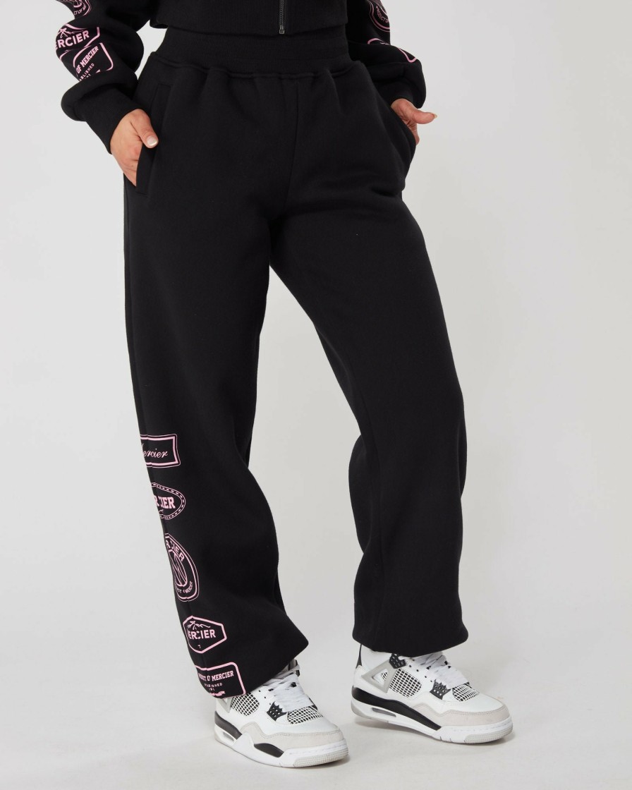 Womenswear Mercier | Womens Black Pink Mercier Compton Joggers