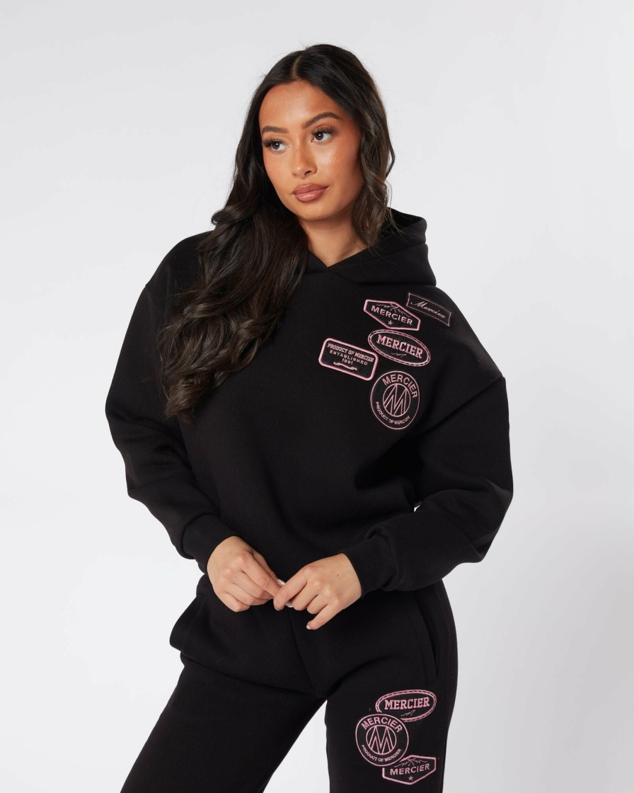 Womenswear Mercier | Womens Black Pink Og Badge Hoodie