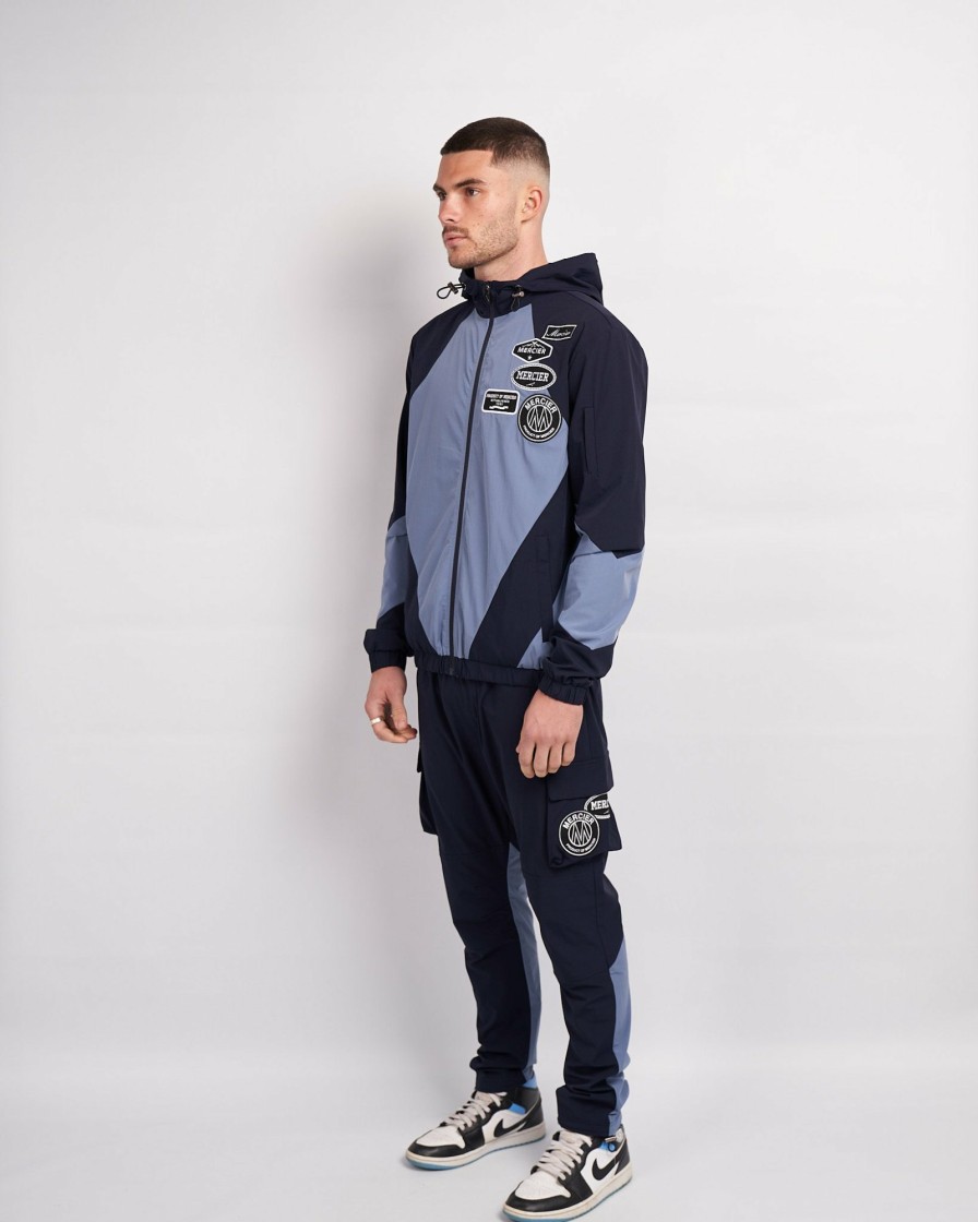 Menswear Mercier | Navy Placid Blue Mono Badge Panelled Cargos