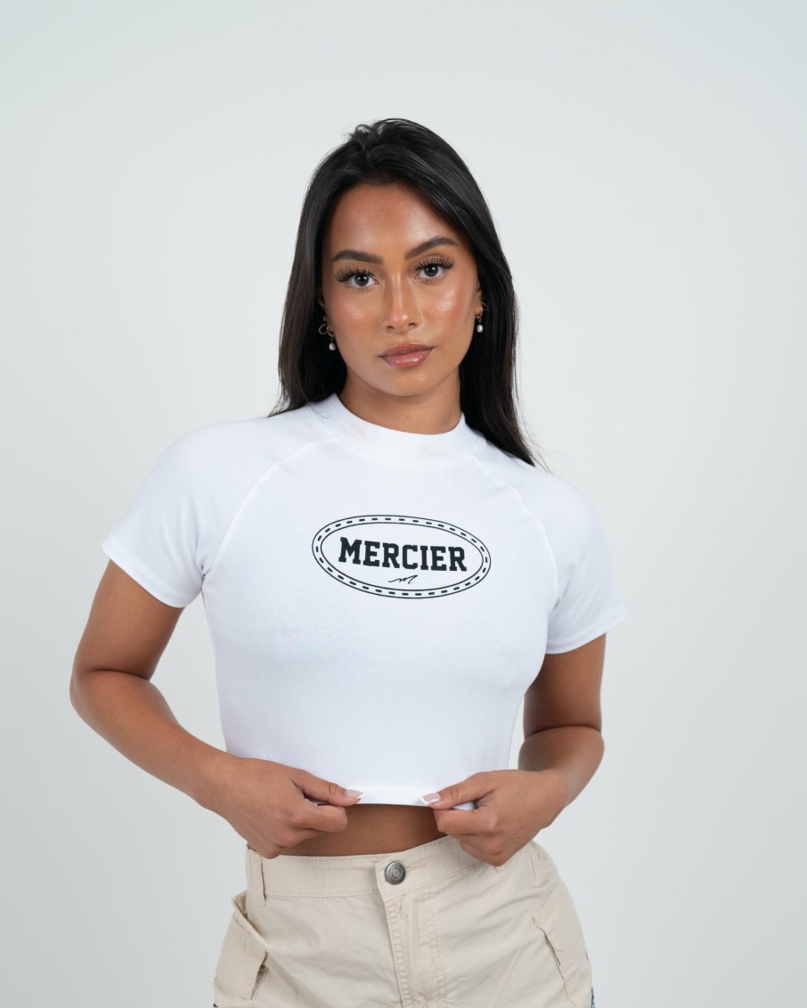 Womenswear Mercier | Womens Mercier White Maison Crop T-Shirt