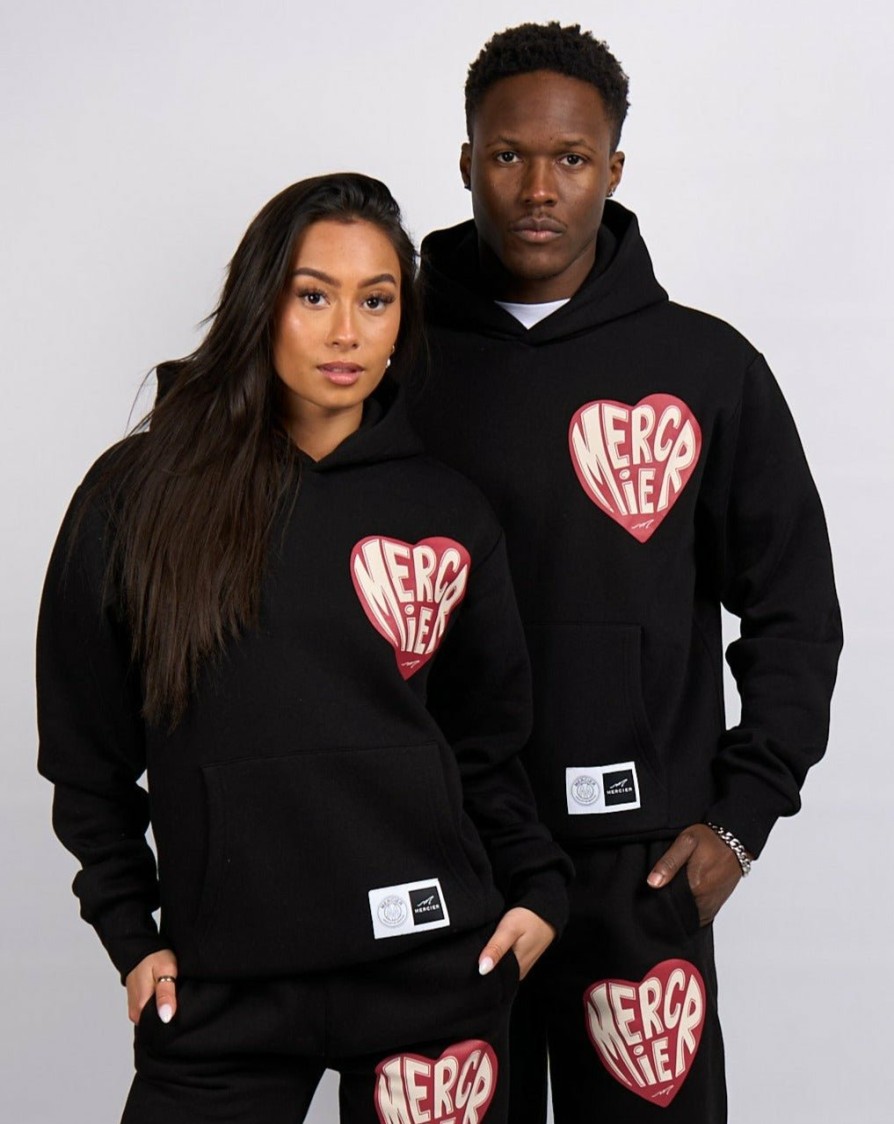 Menswear Mercier | Black Mercier Heart Hoodie