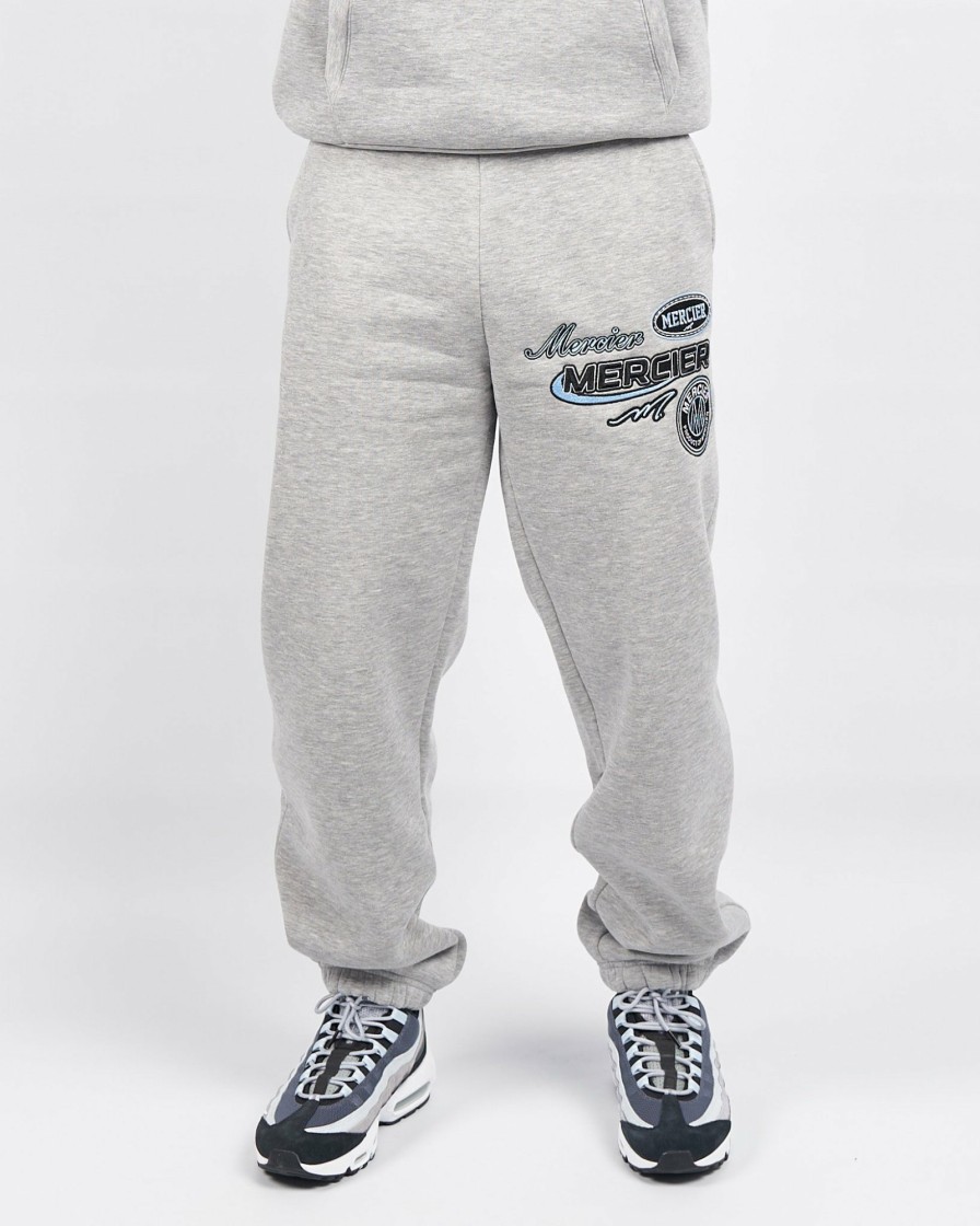 Menswear Mercier | Grey Marl Racer Badge Joggers