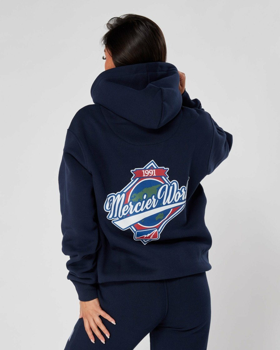 Womenswear Mercier | Womens Navy Mercier World Hoodie