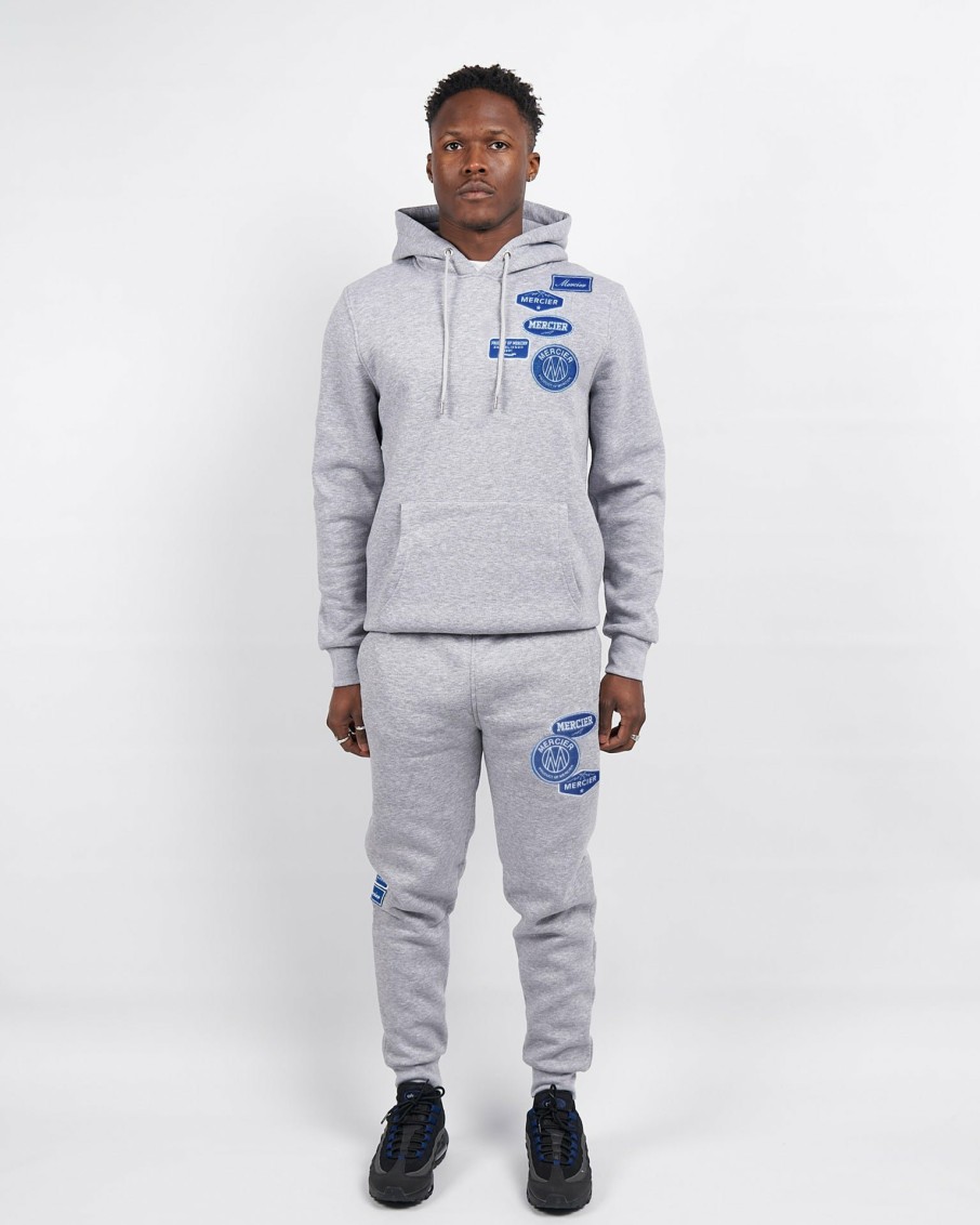 Menswear Mercier | Grey Marl Cobalt Og Badge Joggers