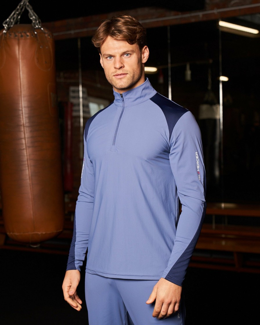 Menswear Mercier | Pbk//Mercier Performance 1/4 Long Sleeve Petrol Blue