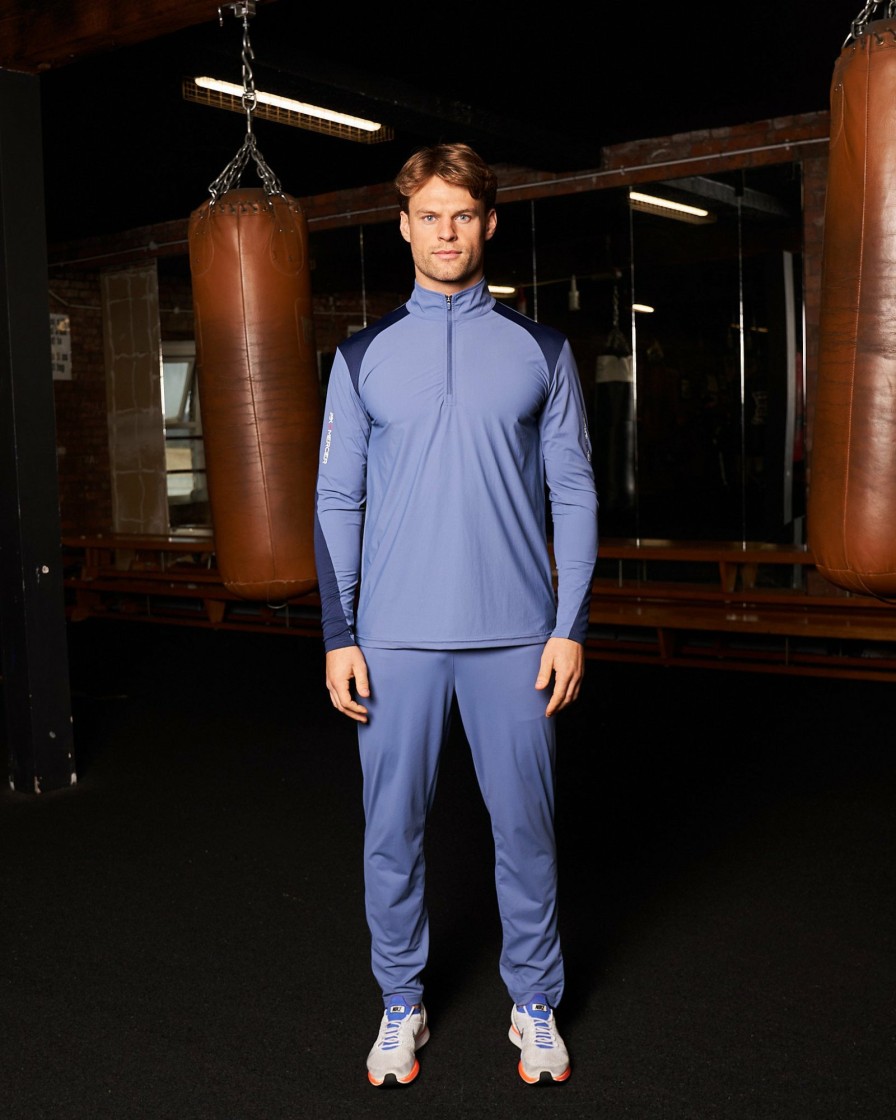 Menswear Mercier | Pbk//Mercier Performance 1/4 Long Sleeve Petrol Blue