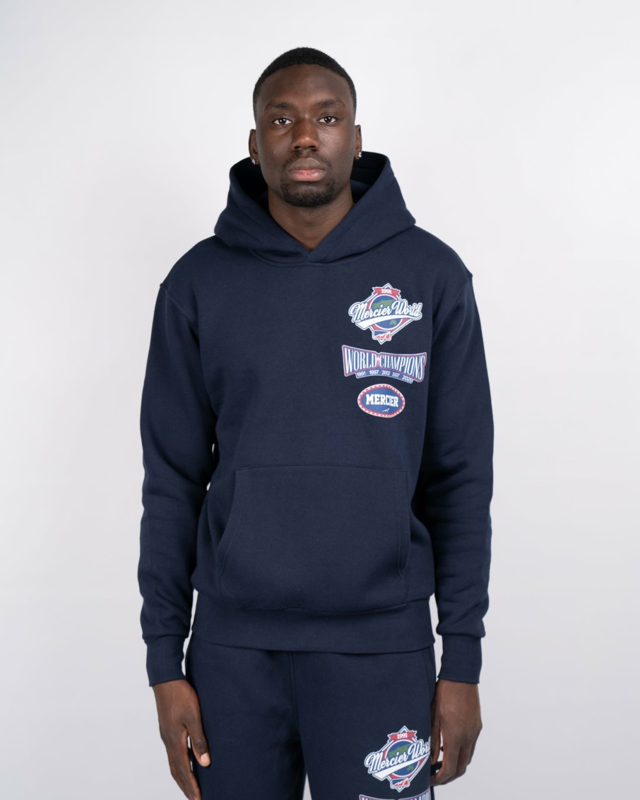 Menswear Mercier | Navy Mercier World Hoodie