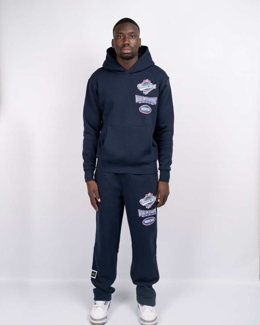 Menswear Mercier | Navy Mercier World Hoodie