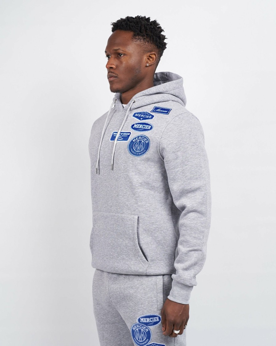 Menswear Mercier | Grey Marl Cobalt Og Badge Hoodie