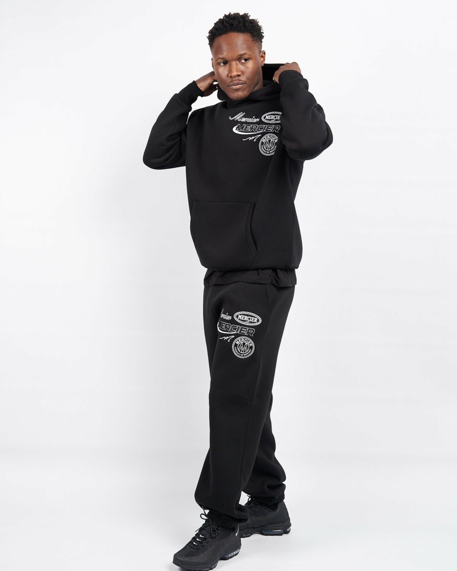 Menswear Mercier | Black Racer Badge Joggers