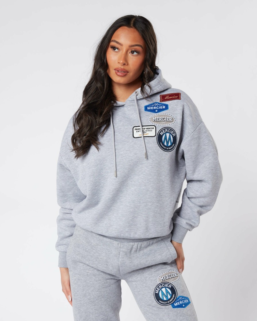 Womenswear Mercier | Womens Grey Marl Mercier Original Badge Hoodie