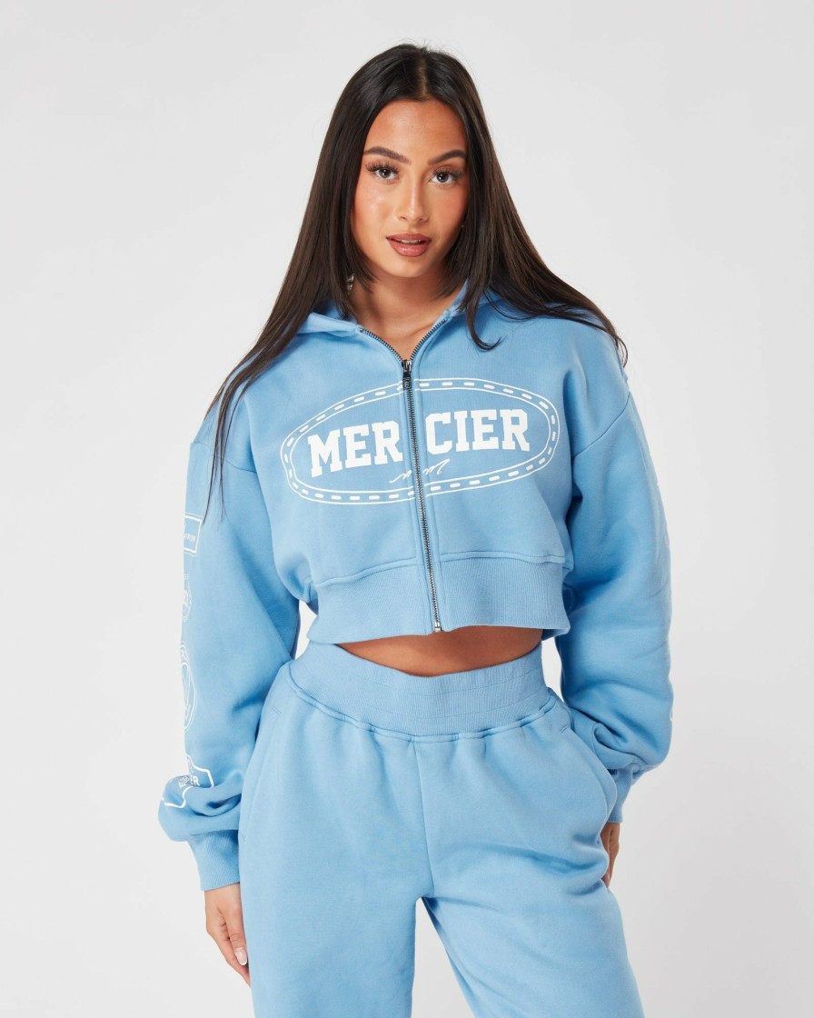 Womenswear Mercier | Womens Blue White Compton Zip Hoodie