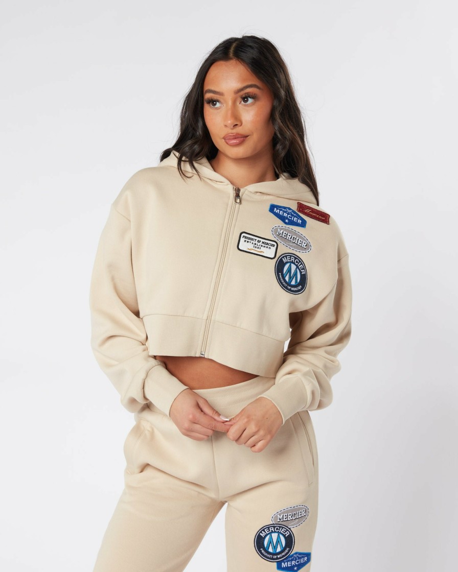 Womenswear Mercier | Womens Almond Og Badge Cropped Zip Up