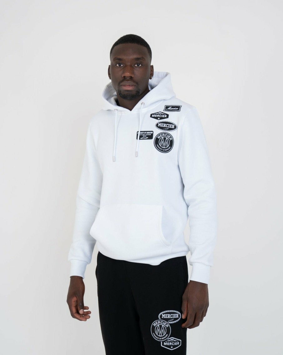 Menswear Mercier | White Mono Badge Hoodie