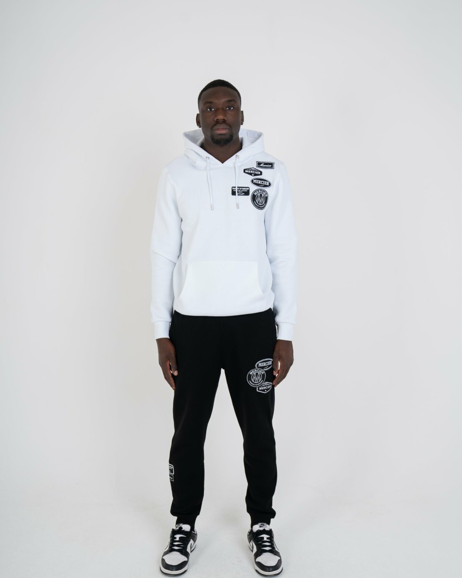 Menswear Mercier | White Mono Badge Hoodie