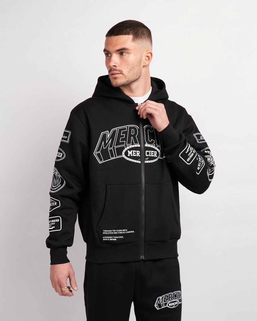 Menswear Mercier | Black White Compton Zip Up Hoodie