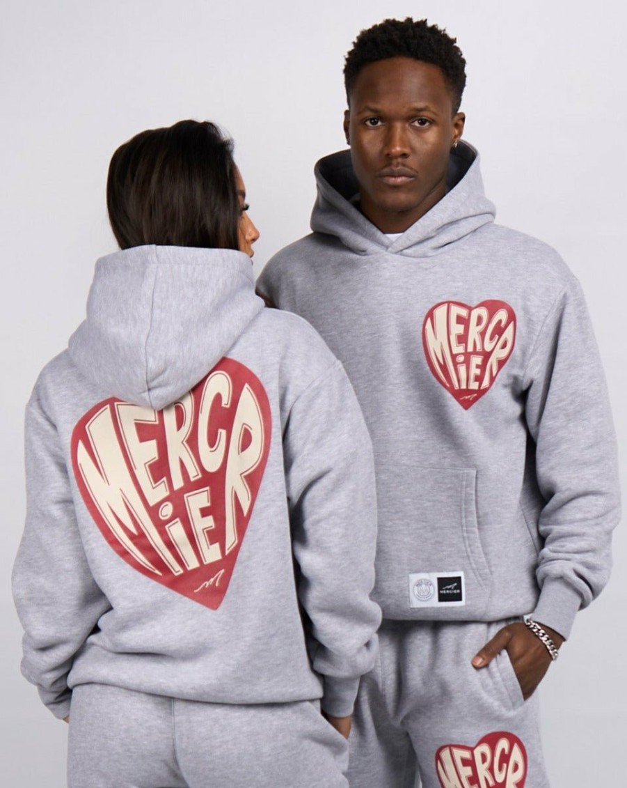 Menswear Mercier | Grey Marl Mercier Heart Hoodie