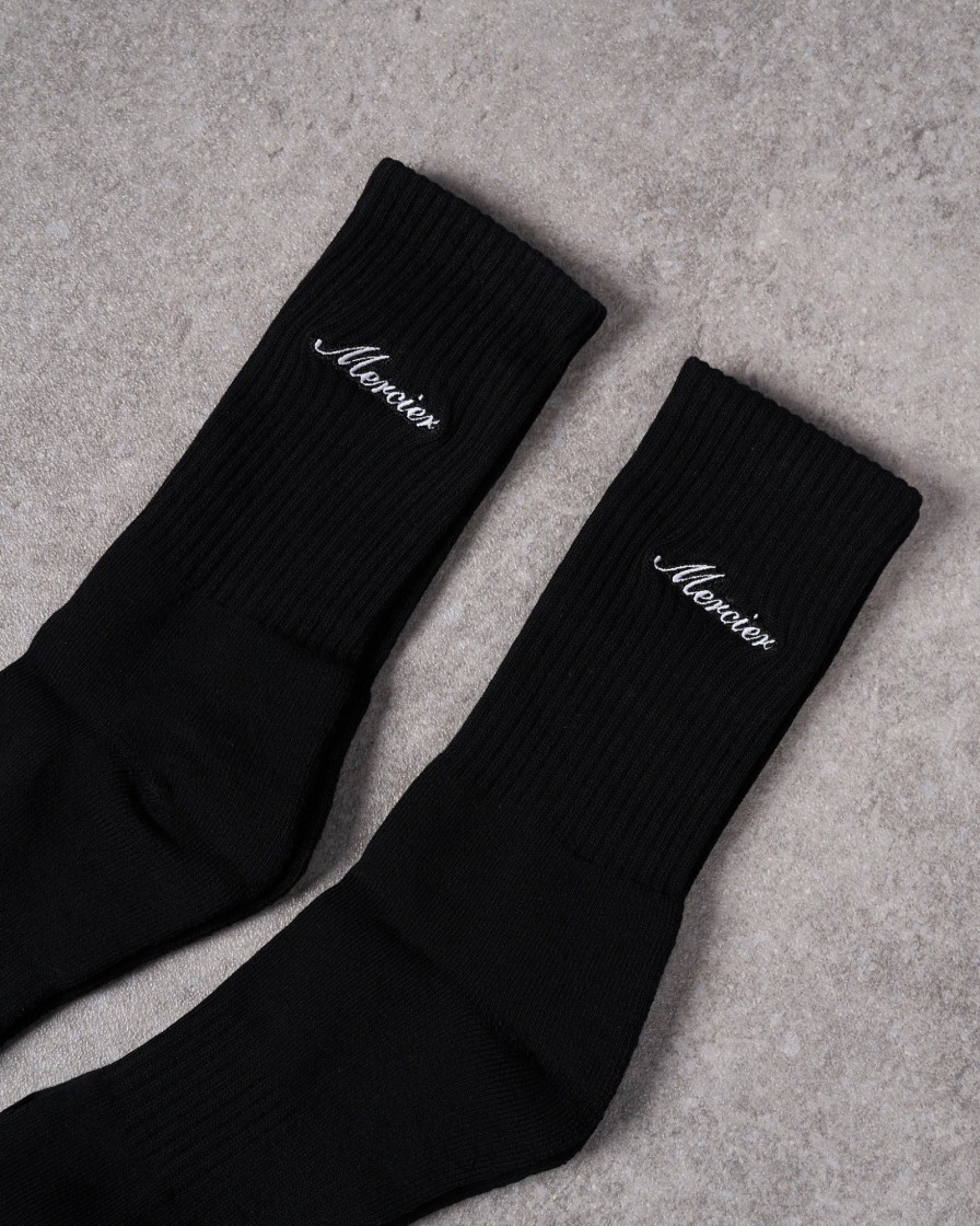 Menswear Mercier | Black Signature Mercier 2Pack Socks