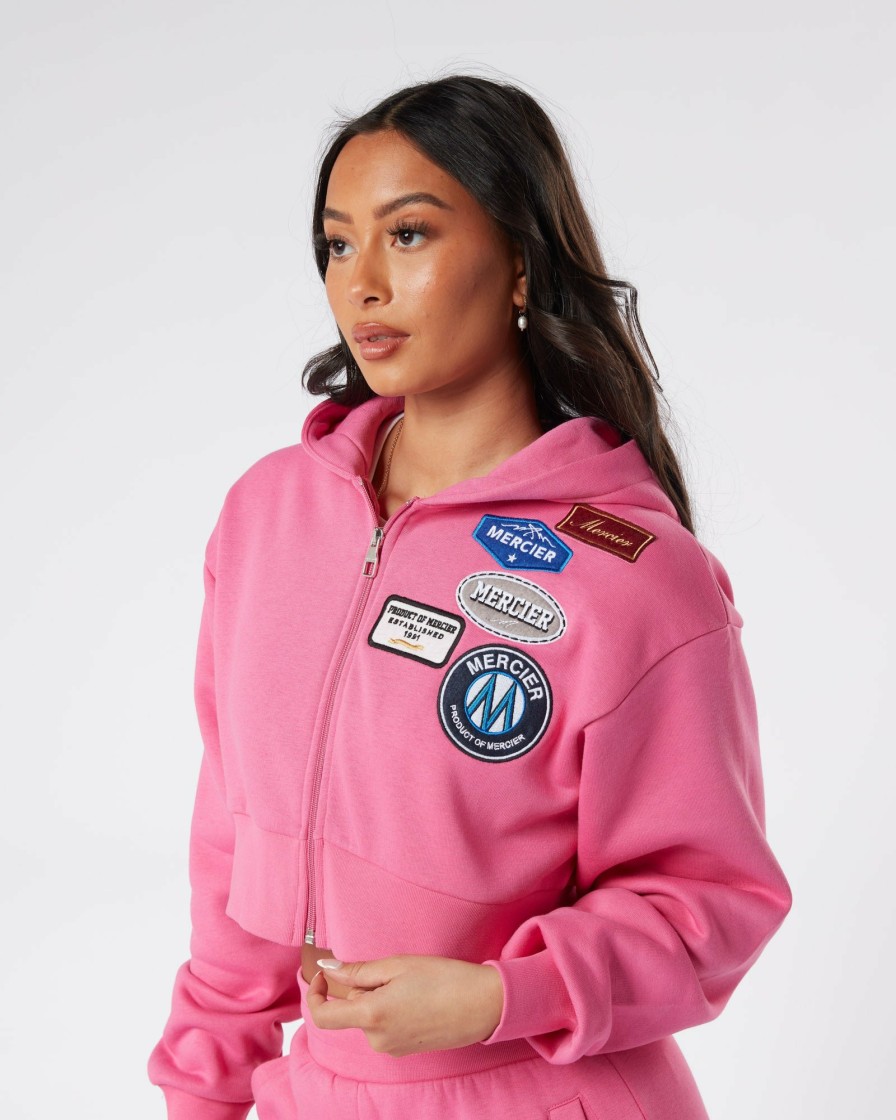 Womenswear Mercier | Womens Hot Pink Og Badge Cropped Zip Up