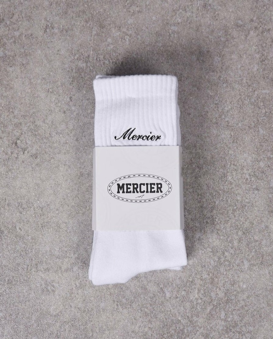 Menswear Mercier | White Signature Mercier 2Pack Socks