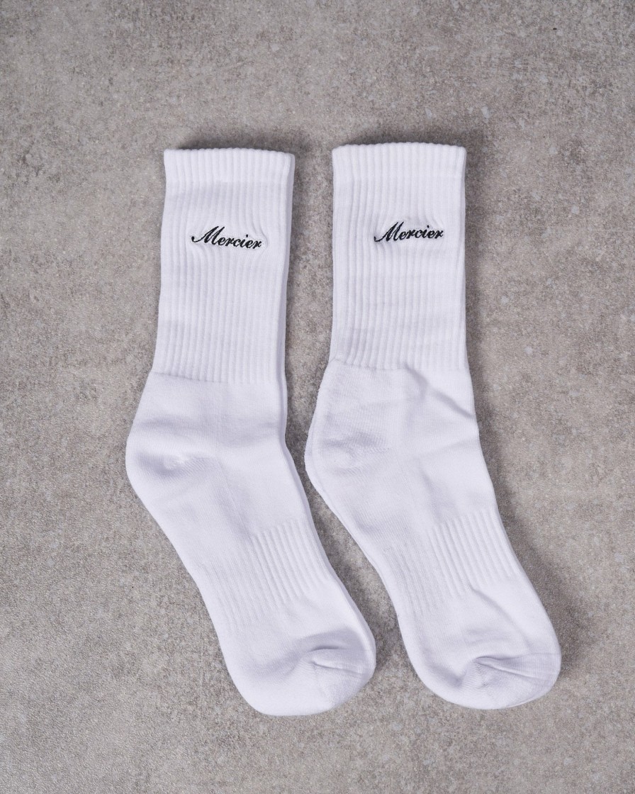 Menswear Mercier | White Signature Mercier 2Pack Socks