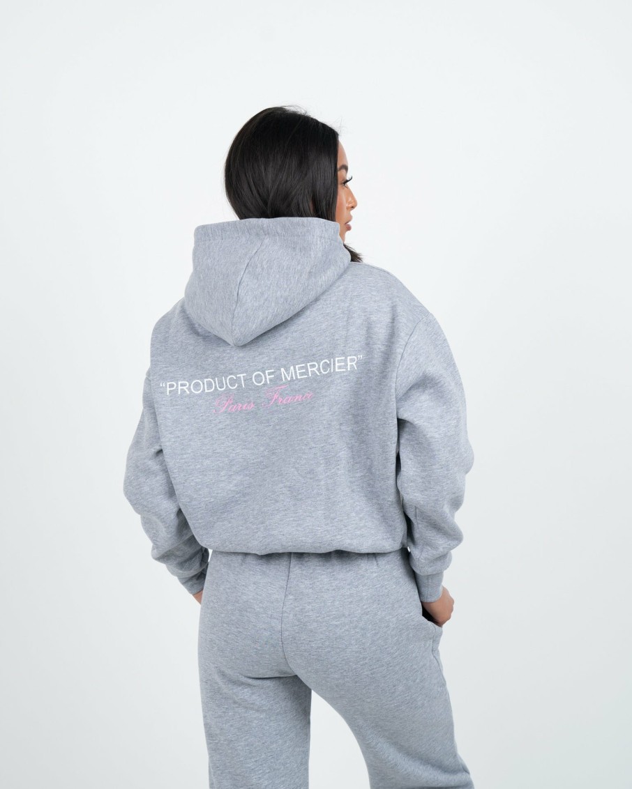 Womenswear Mercier | Womens Grey Marl Product Of Mercier Hoodie