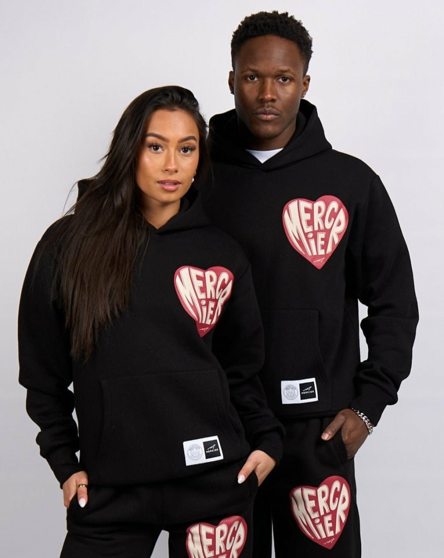 Menswear Mercier | Black Mercier Heart Hoodie