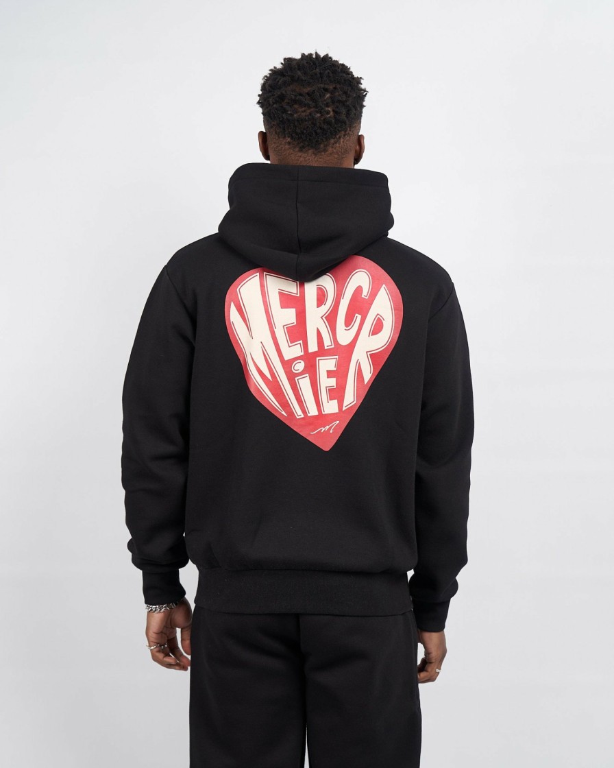 Menswear Mercier | Black Mercier Heart Hoodie