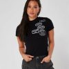 Womenswear Mercier | Womens Black Mono Badge Fitted Tshirt