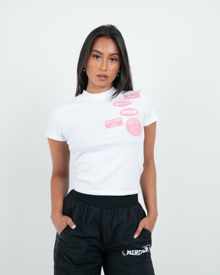 Womenswear Mercier | Womens Mercier White Pink Fitted Og T-Shirt