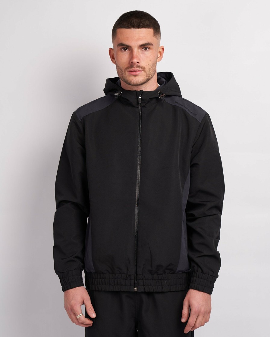 Menswear Mercier | Black Grey Utility Panelled Windbreaker