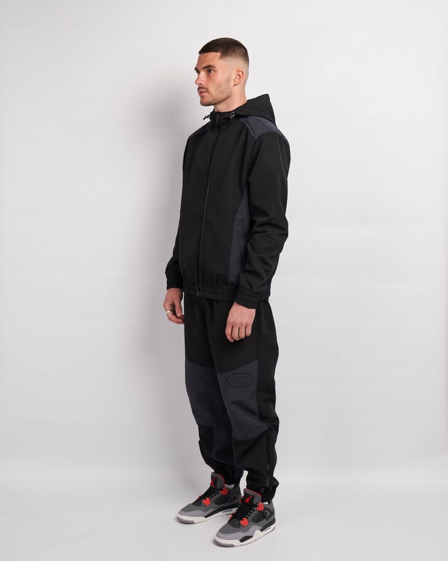 Menswear Mercier | Black Grey Utility Panelled Windbreaker