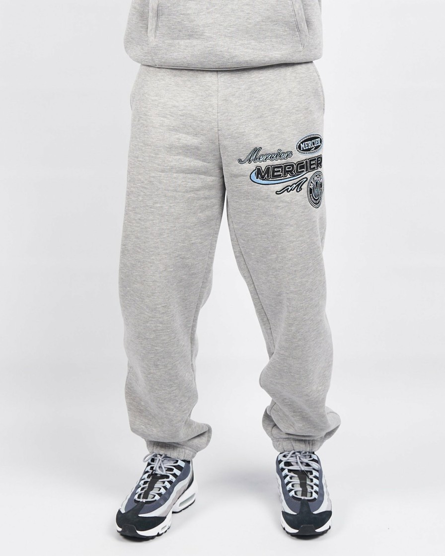 Menswear Mercier | Grey Marl Racer Badge Joggers