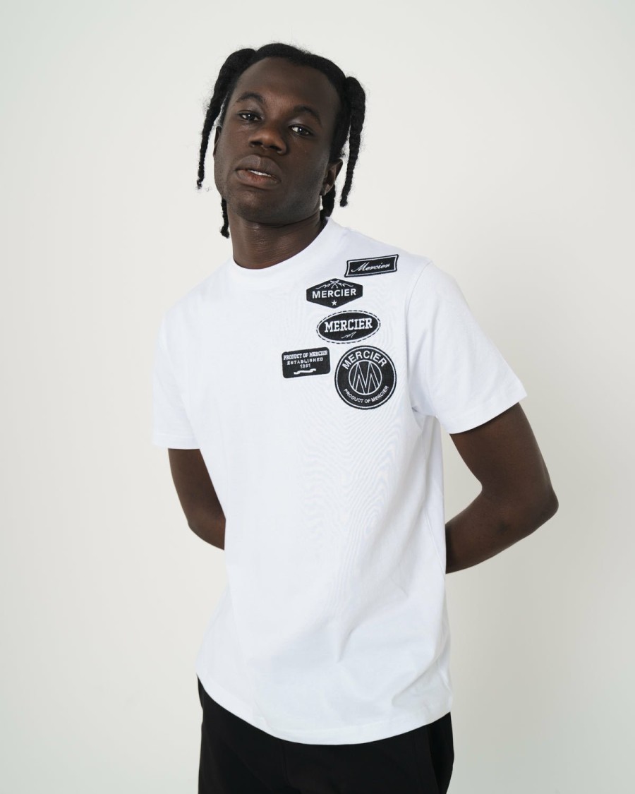 Menswear Mercier | White Mono Badge Mercier Tshirt