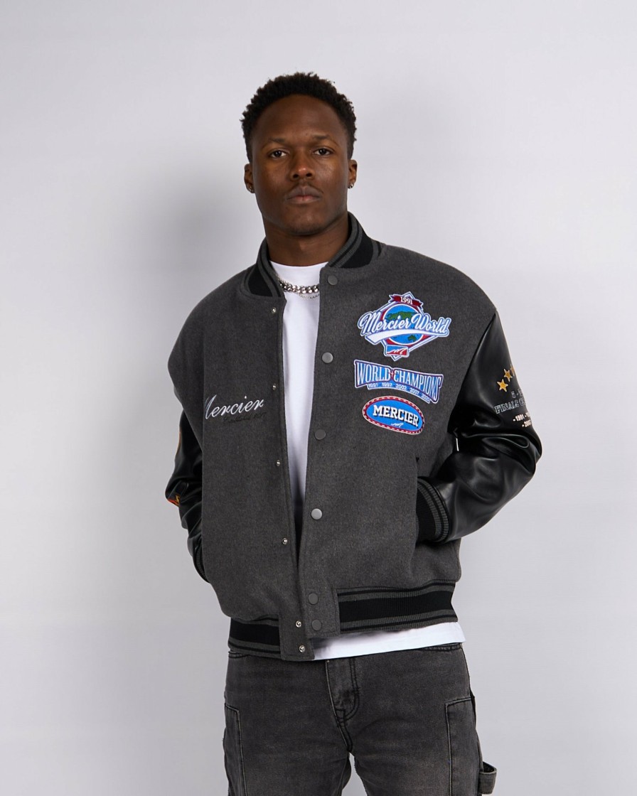 Menswear Mercier | Black Steel Rodman Varsity Jacket