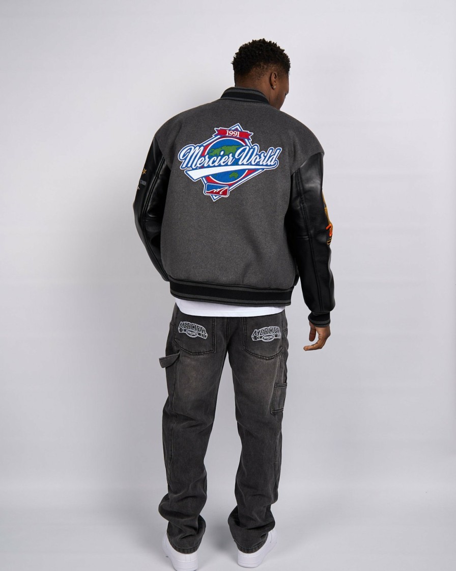 Menswear Mercier | Black Steel Rodman Varsity Jacket