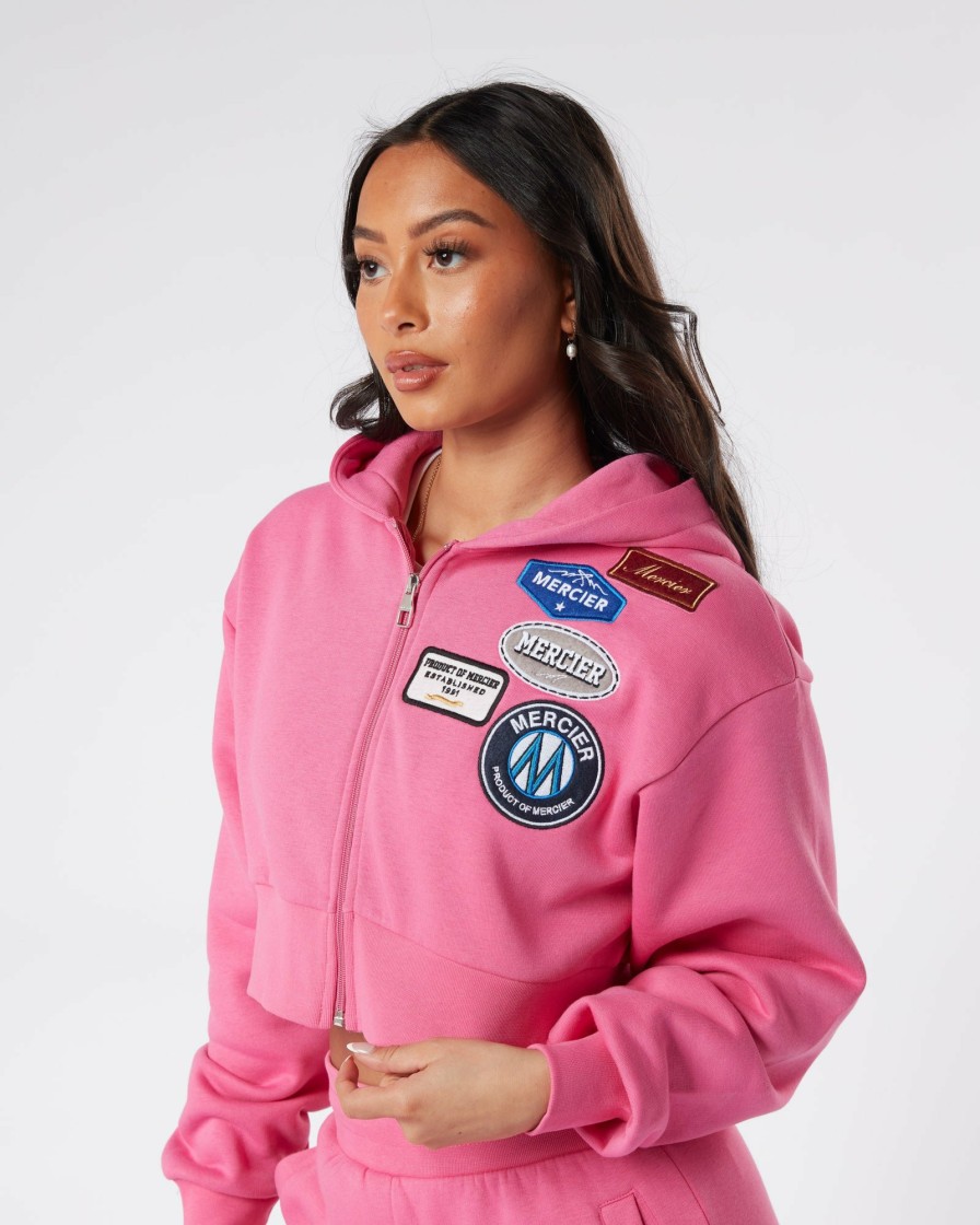 Womenswear Mercier | Womens Hot Pink Og Badge Cropped Zip Up