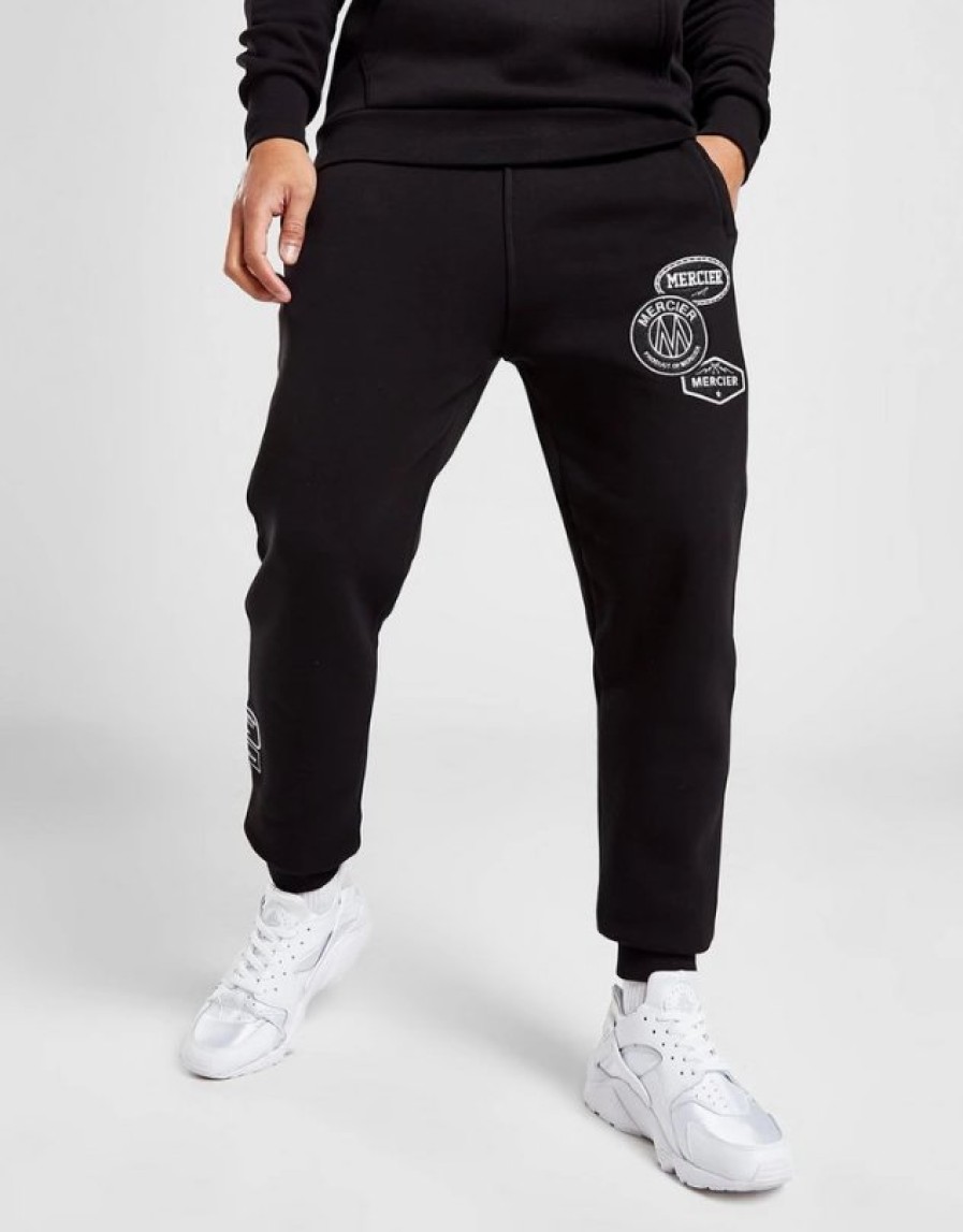 Menswear Mercier | Black Mono Badge Joggers