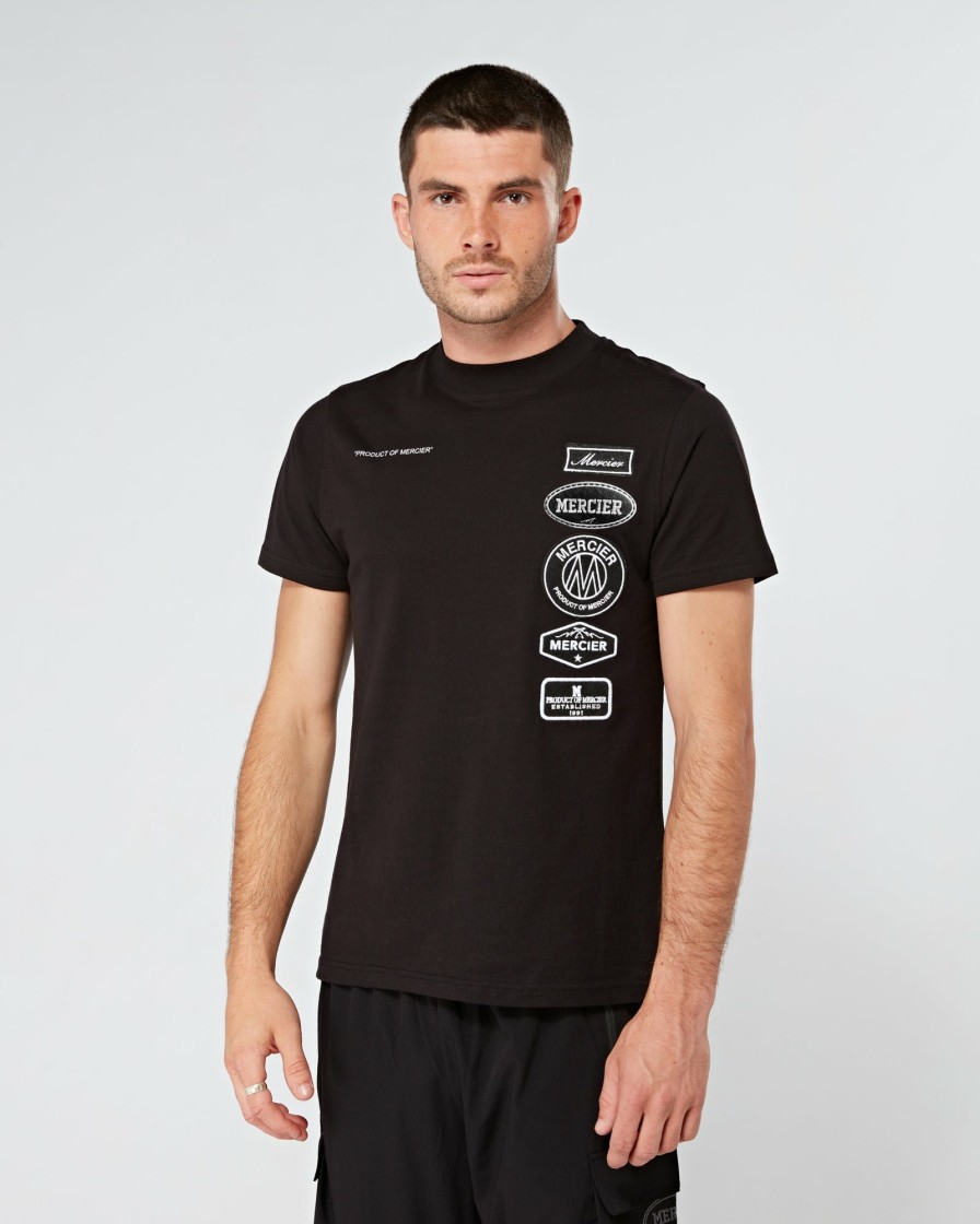 Menswear Mercier | Black Mono Hybrid Badge Tshirt