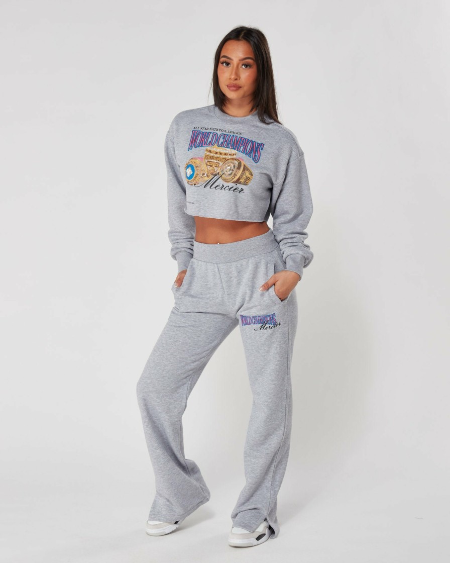 Womenswear Mercier | Womens Grey Marl Champions Crop Crewneck