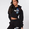 Womenswear Mercier | Womens Black Og Badge Cropped Zip Up