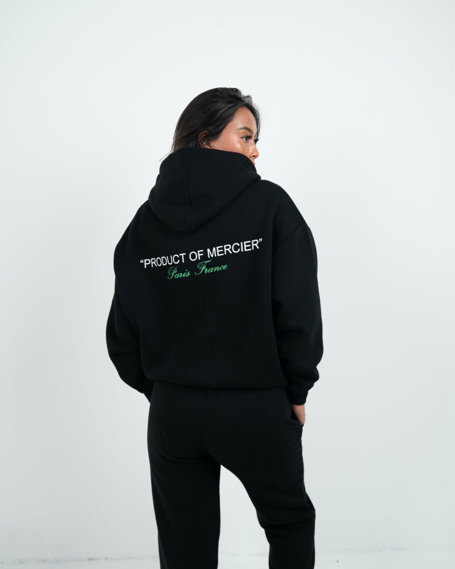 Womenswear Mercier | Womens Black Green Product Of Mercier Hoodie