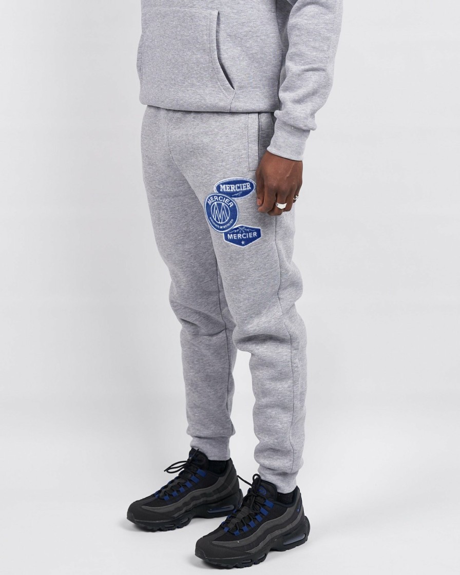 Menswear Mercier | Grey Marl Cobalt Og Badge Joggers