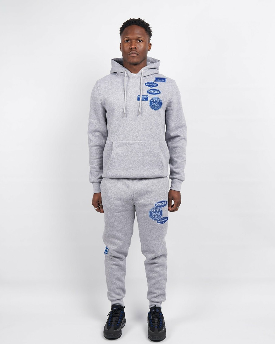 Menswear Mercier | Grey Marl Cobalt Og Badge Joggers