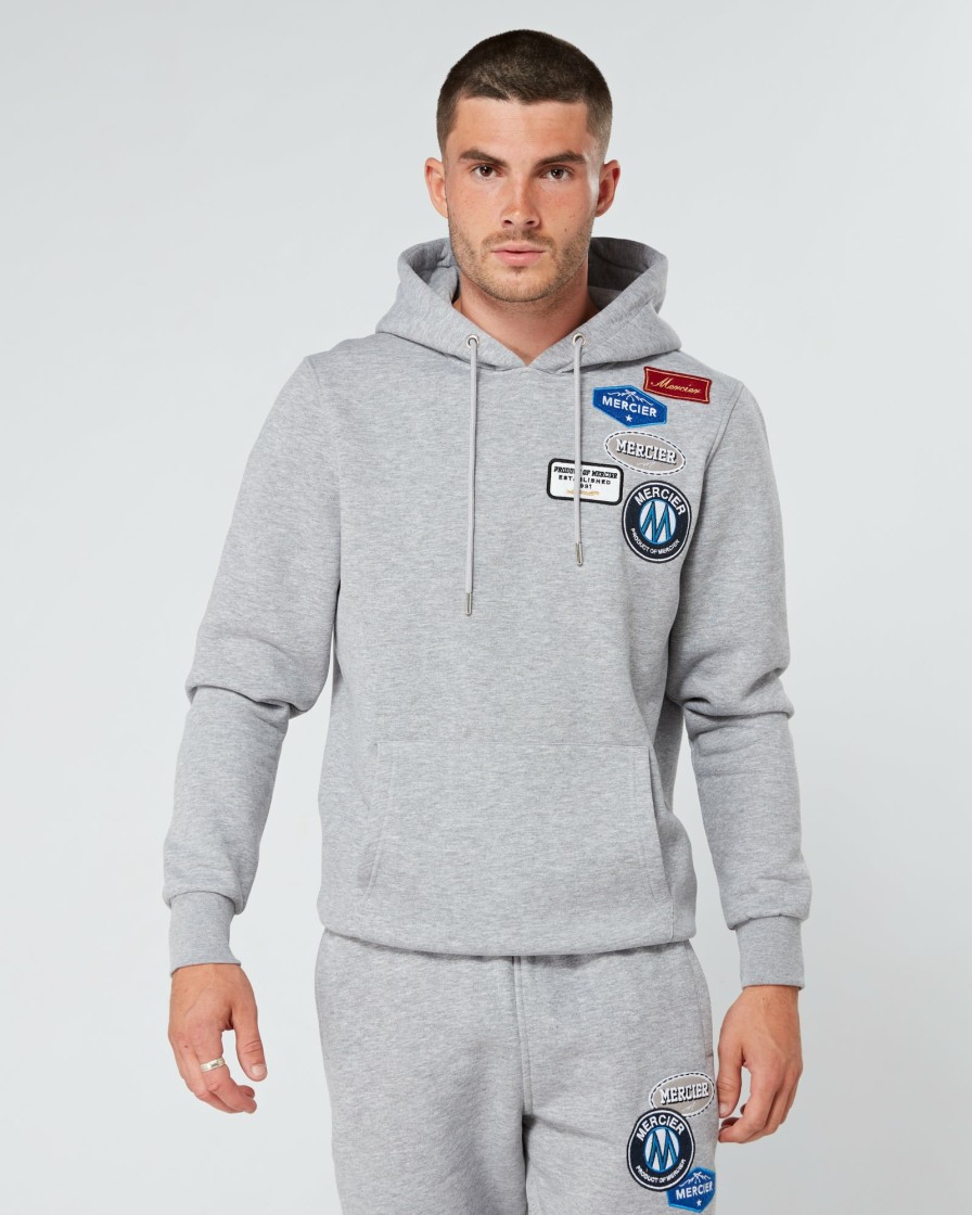 Menswear Mercier | Grey Marl Og Badge Hoodie