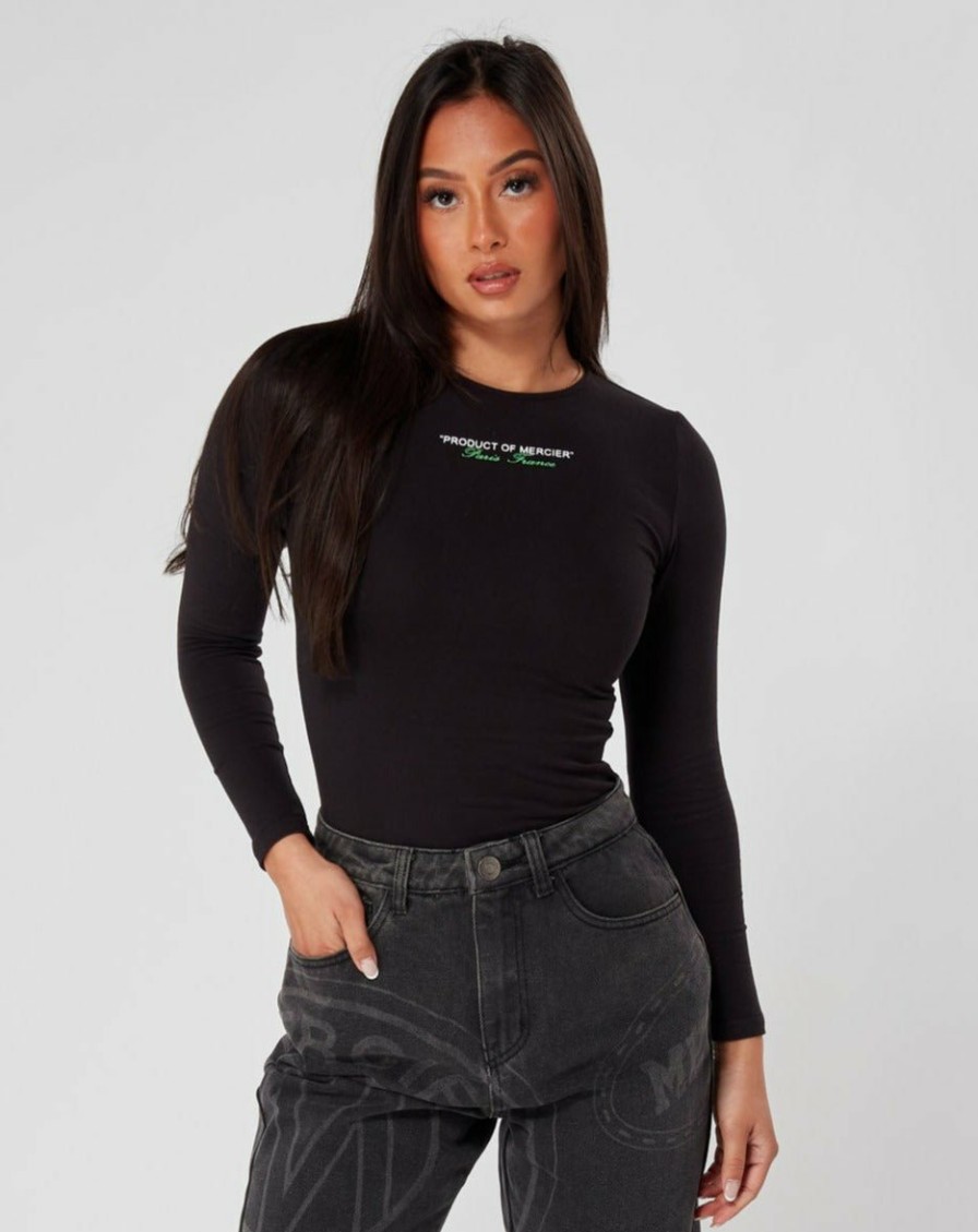 Womenswear Mercier | Womens Black Green Product Of Mercier Bodysuit