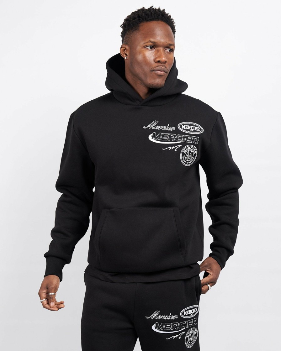 Menswear Mercier | Black Racer Badge Hoodie