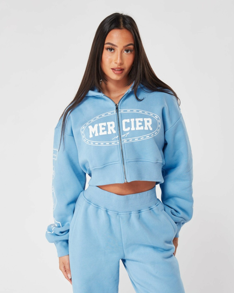 Womenswear Mercier | Womens Blue White Compton Zip Hoodie